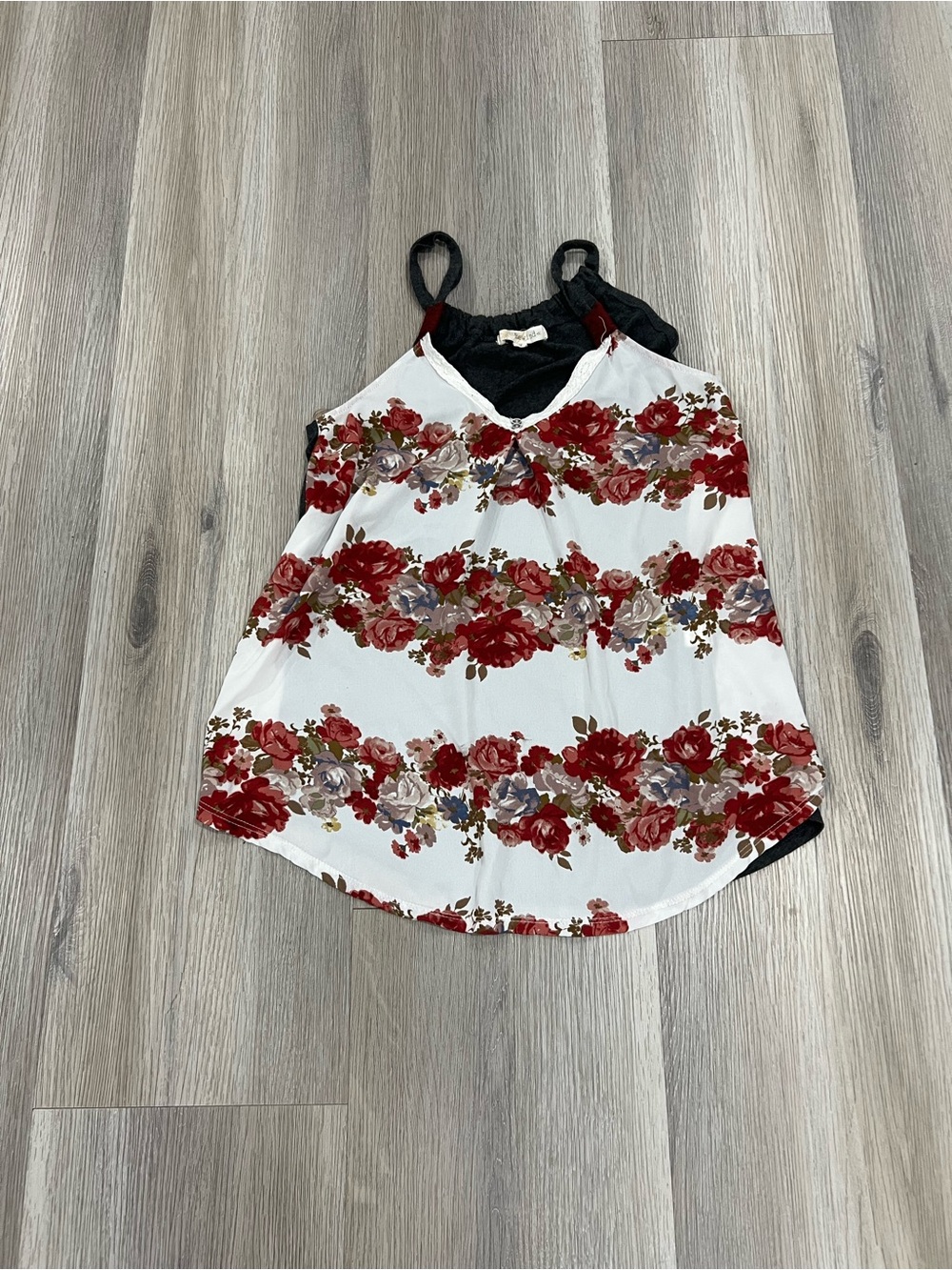 Rewind Floral V-Neck Double-Layer Cami - Red, White, Black